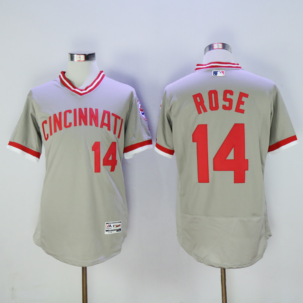 Men MLB Cincinnati Reds #14 Rose grey throwback 1976 jerseys->cincinnati reds->MLB Jersey